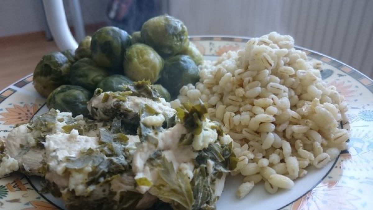 Przepis na Pierś z kurczaka w musztardzie z kaszą i fasolką szparagową