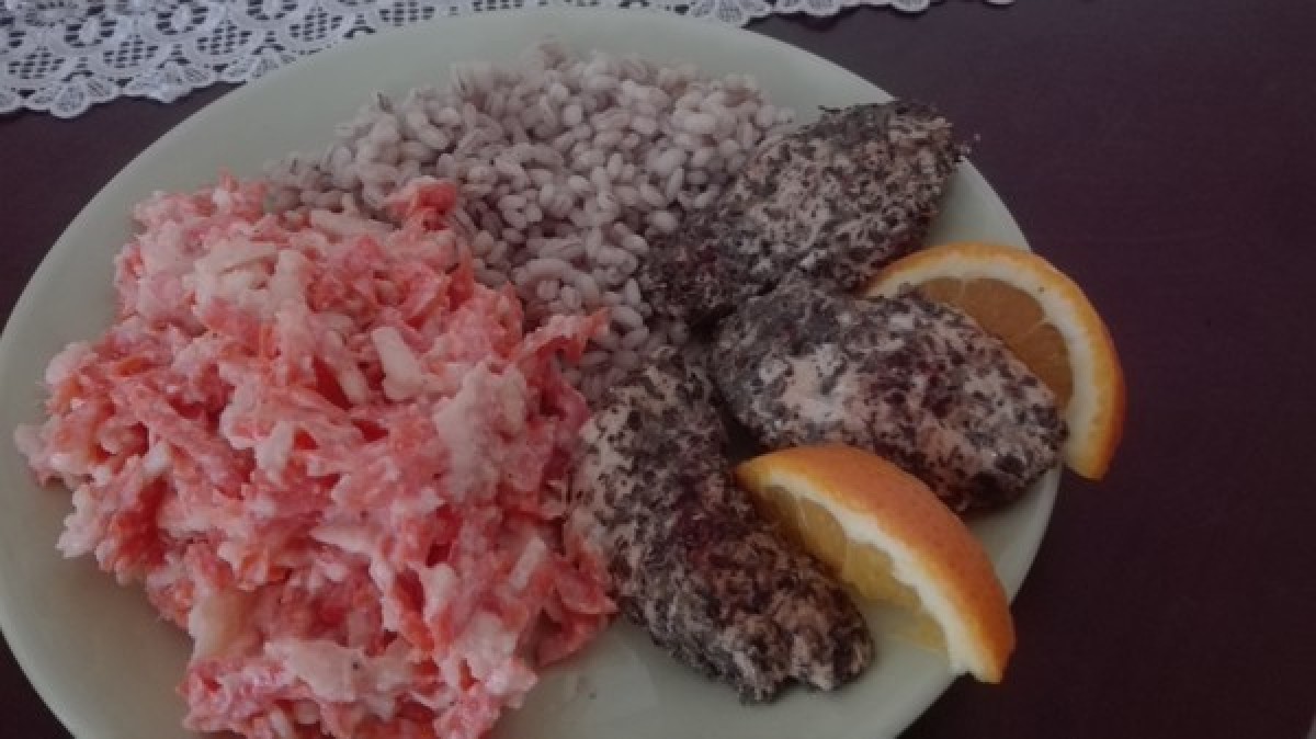 Przepis na Pierś z indyka zapiekana z sokiem pomarańczowym i kaszą