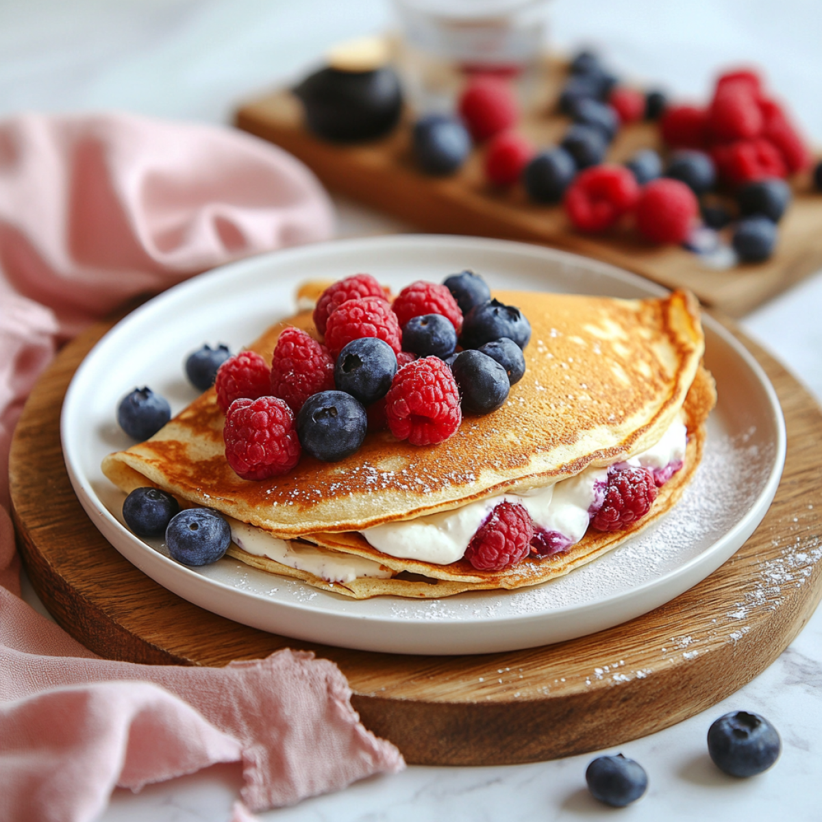 Crêpes faciles au fromage à la vanille et aux fruits
