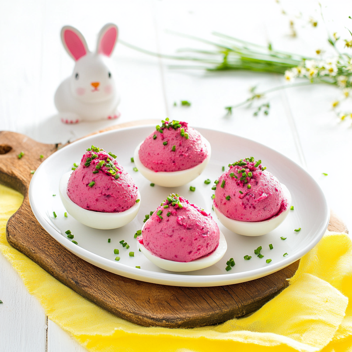 Uova Ripiene con Crema di Barbabietola e Formaggio di Capra