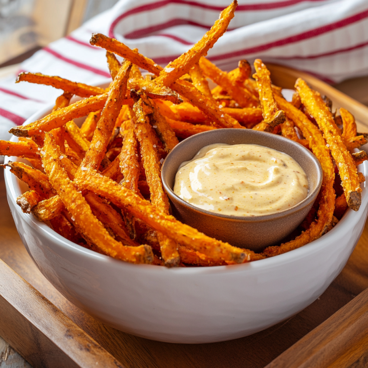 Carrot fries with mustard dip