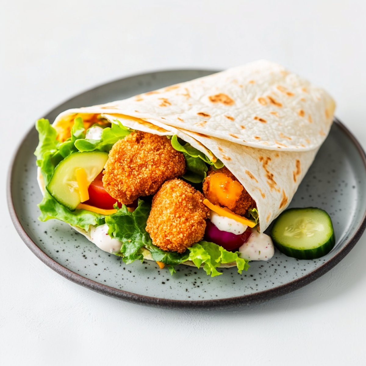 Wrap con Nuggets di Pollo, Formaggio e Verdure