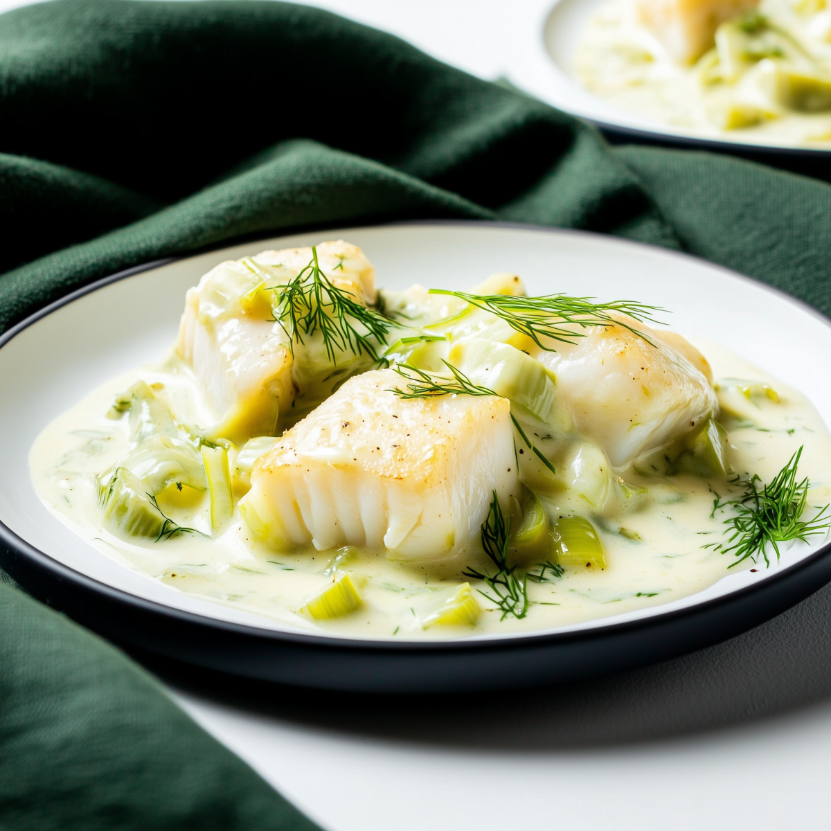 Cod in Leek Sauce with Soy Cream