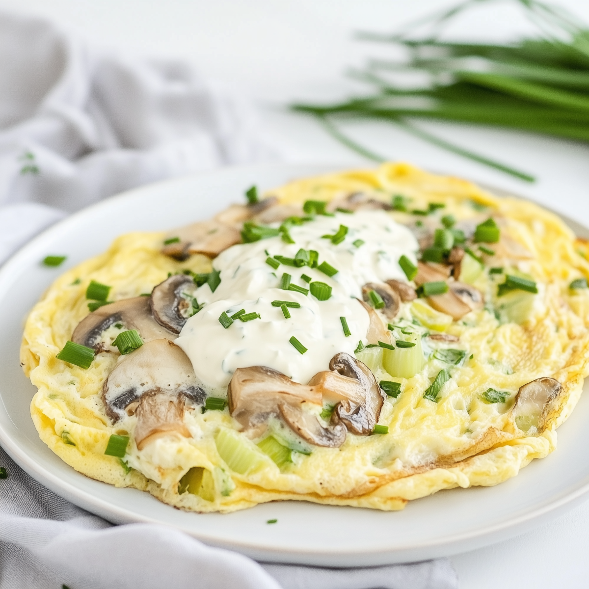 Omelette aux Poireaux et Champignons
