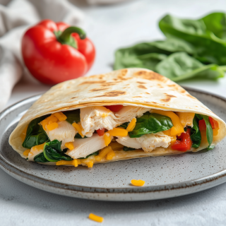 Sandwich Tortilla au Poulet, Épinards et Poivron