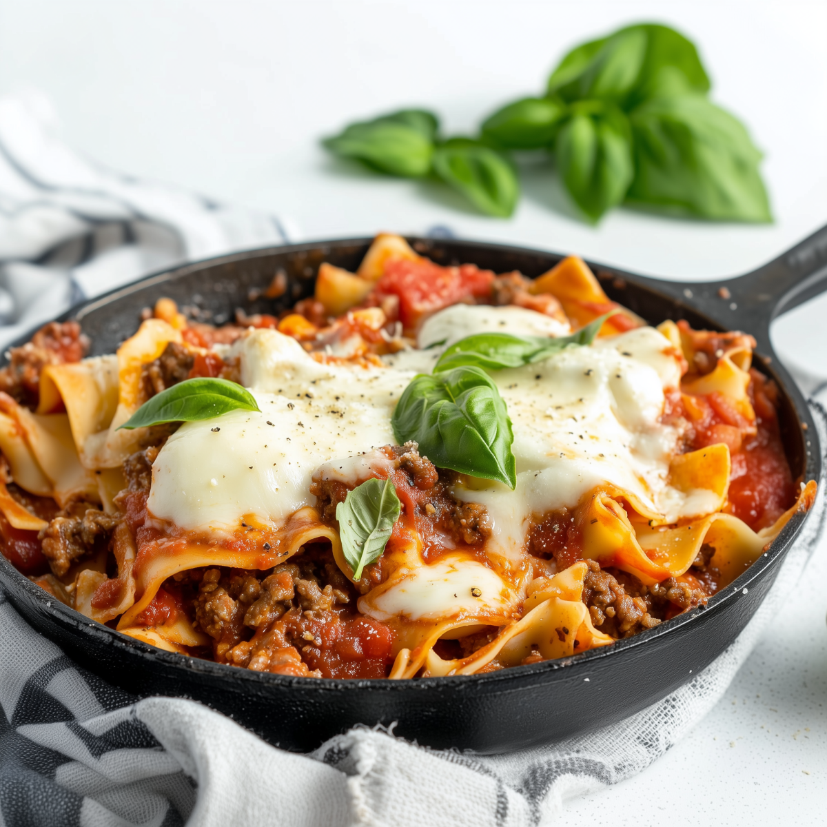 Schnelle, leichte Lasagne aus der Pfanne