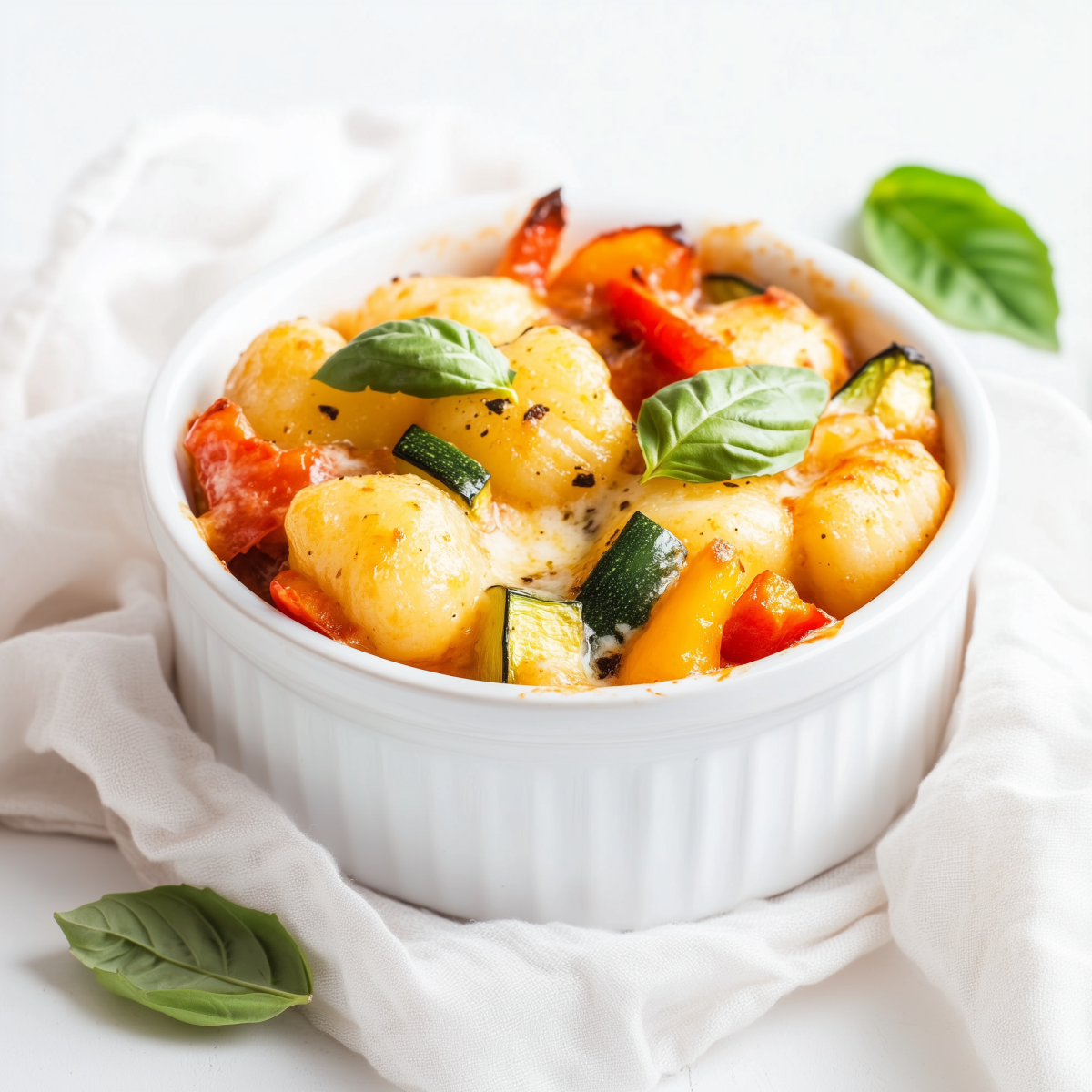 Baked Gnocchi with Chicken, Zucchini, and Bell Pepper
