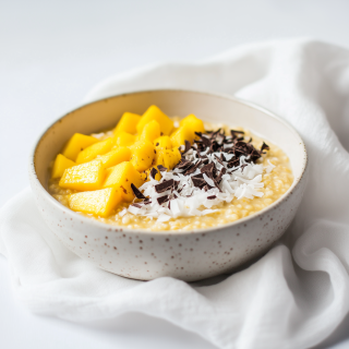 Porridge di miglio al cocco con mango
