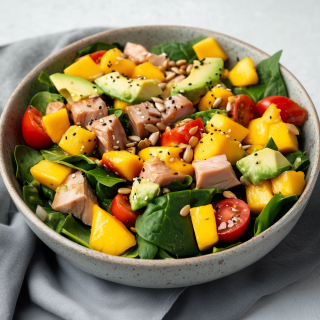 Insalata con mango, tonno e avocado