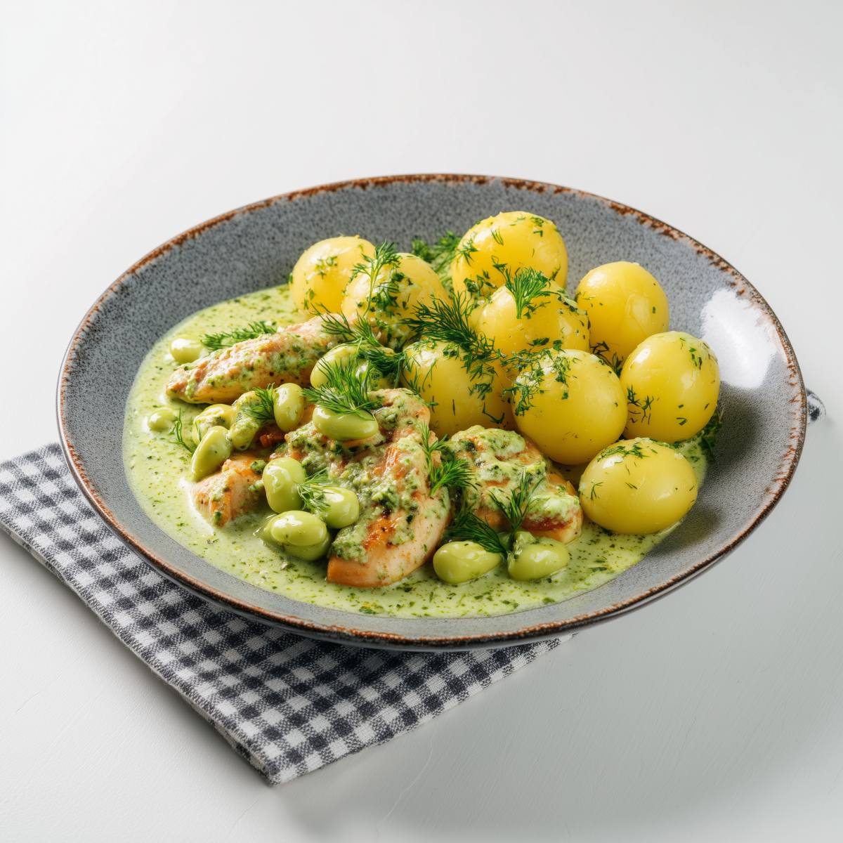 Poulet à la sauce pesto verte et aux pommes de terre nouvelles