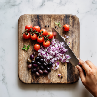 Insalata con sgombro affumicato, fave e pomodorini