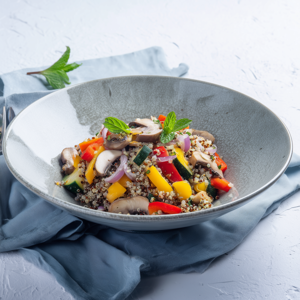 Quinoa with Peppers, Courgette and Mushrooms