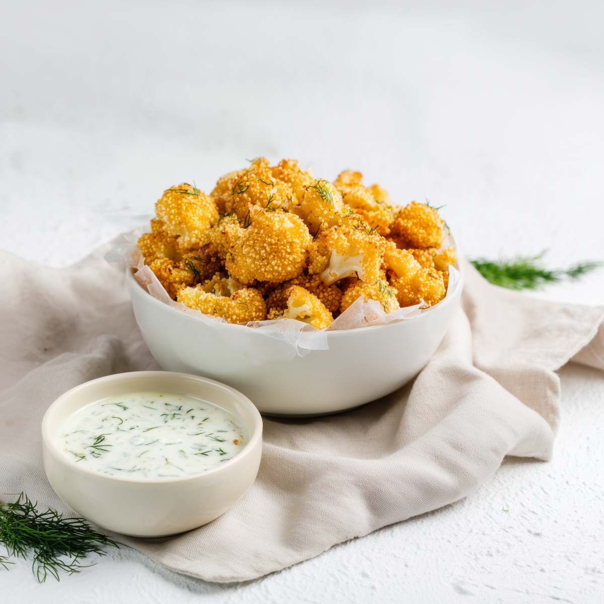 Chou-fleur Croustillant en Panure et Sauce à l'Aneth