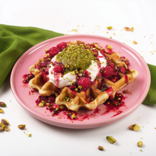 Waffle Proteici con Crema di Pistacchio e Frutti di Bosco
