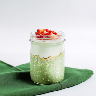 Porridge Notturno "Latte Matcha alla Fragola"