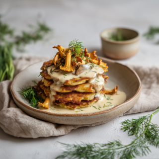 Frittelle di patate leggere con salsa ai finferli