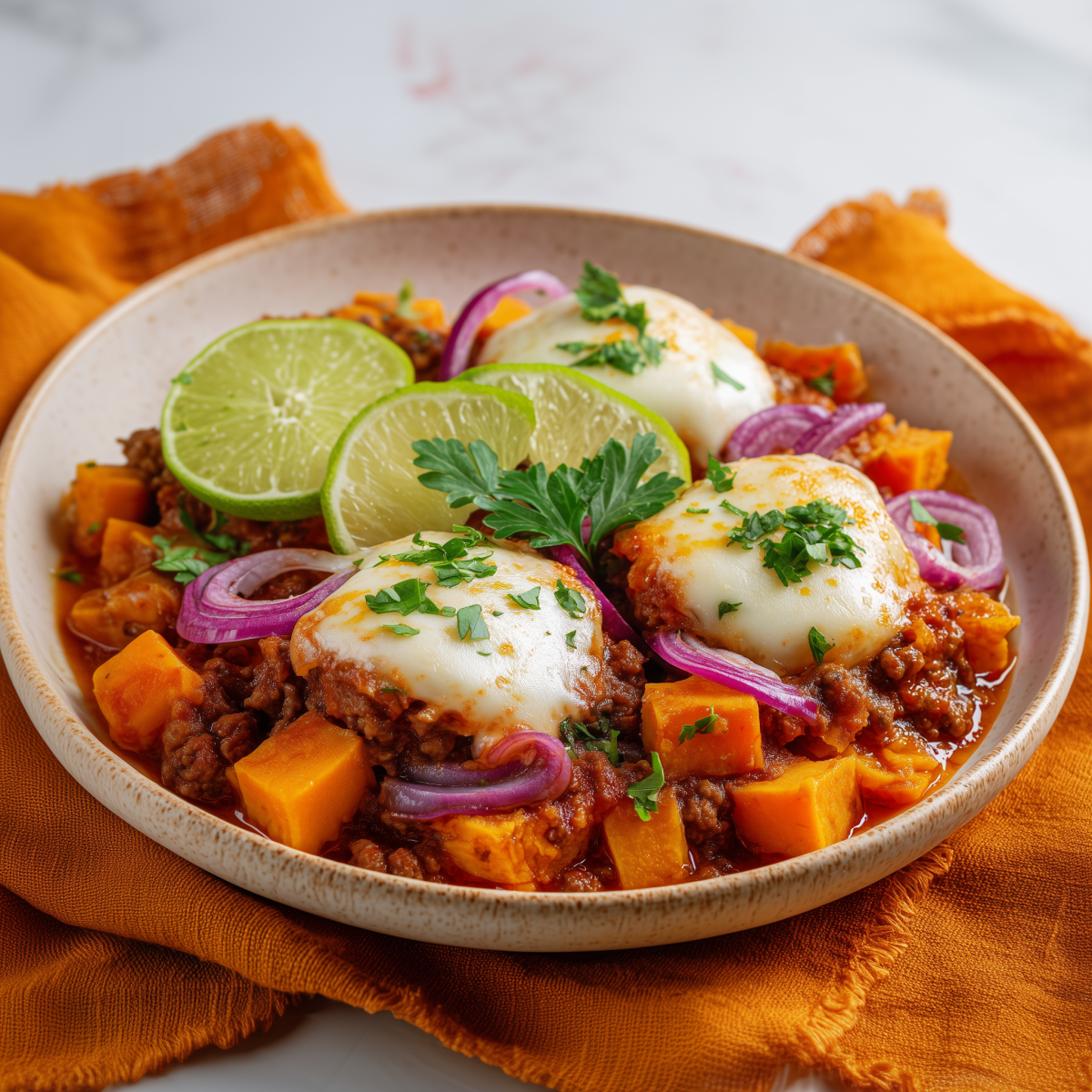 Hähnchen mit Süßkartoffeln in Tomaten