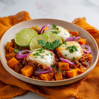 Hähnchen mit Süßkartoffeln in Tomaten