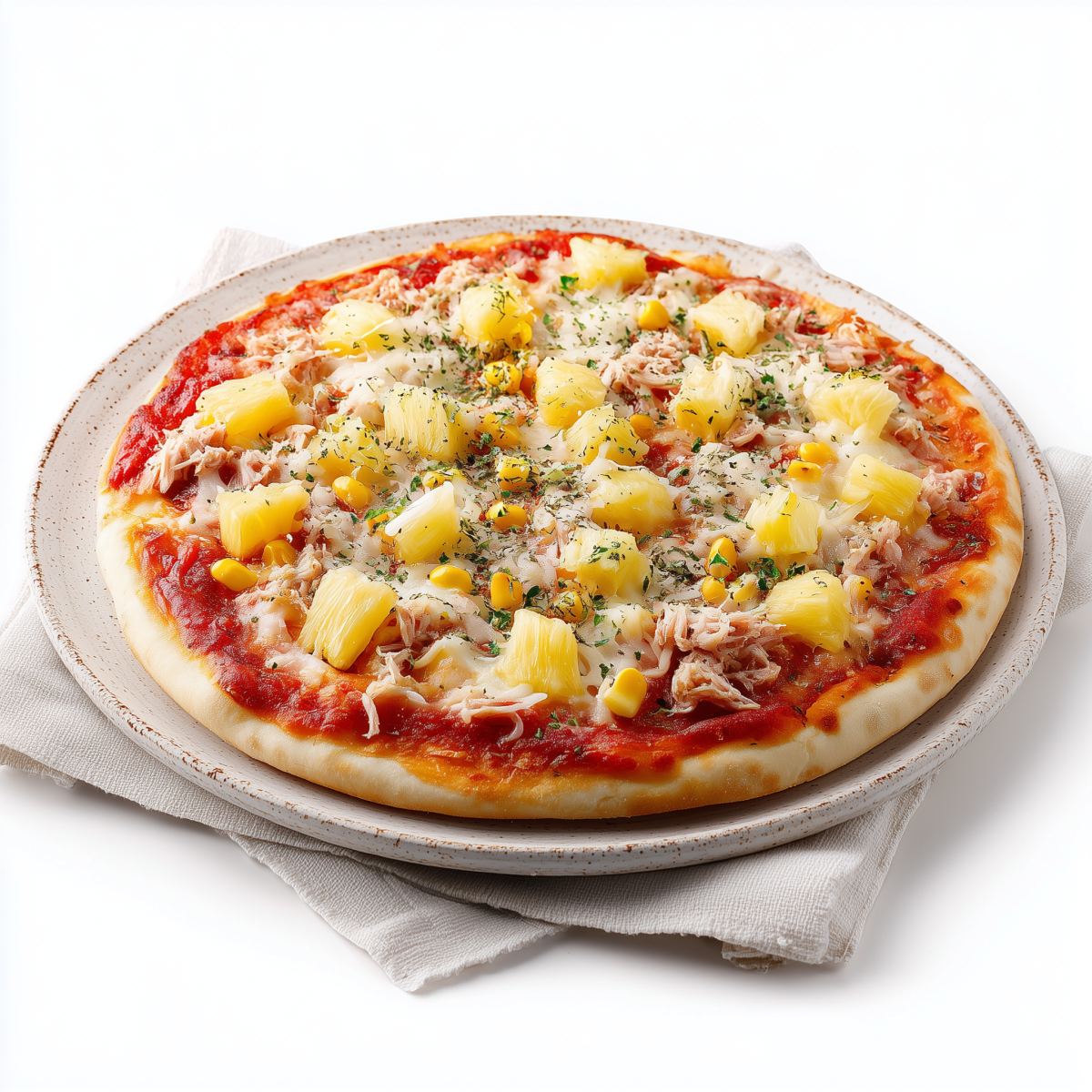 Skyr-Pizza mit Thunfisch, Ananas und Mais