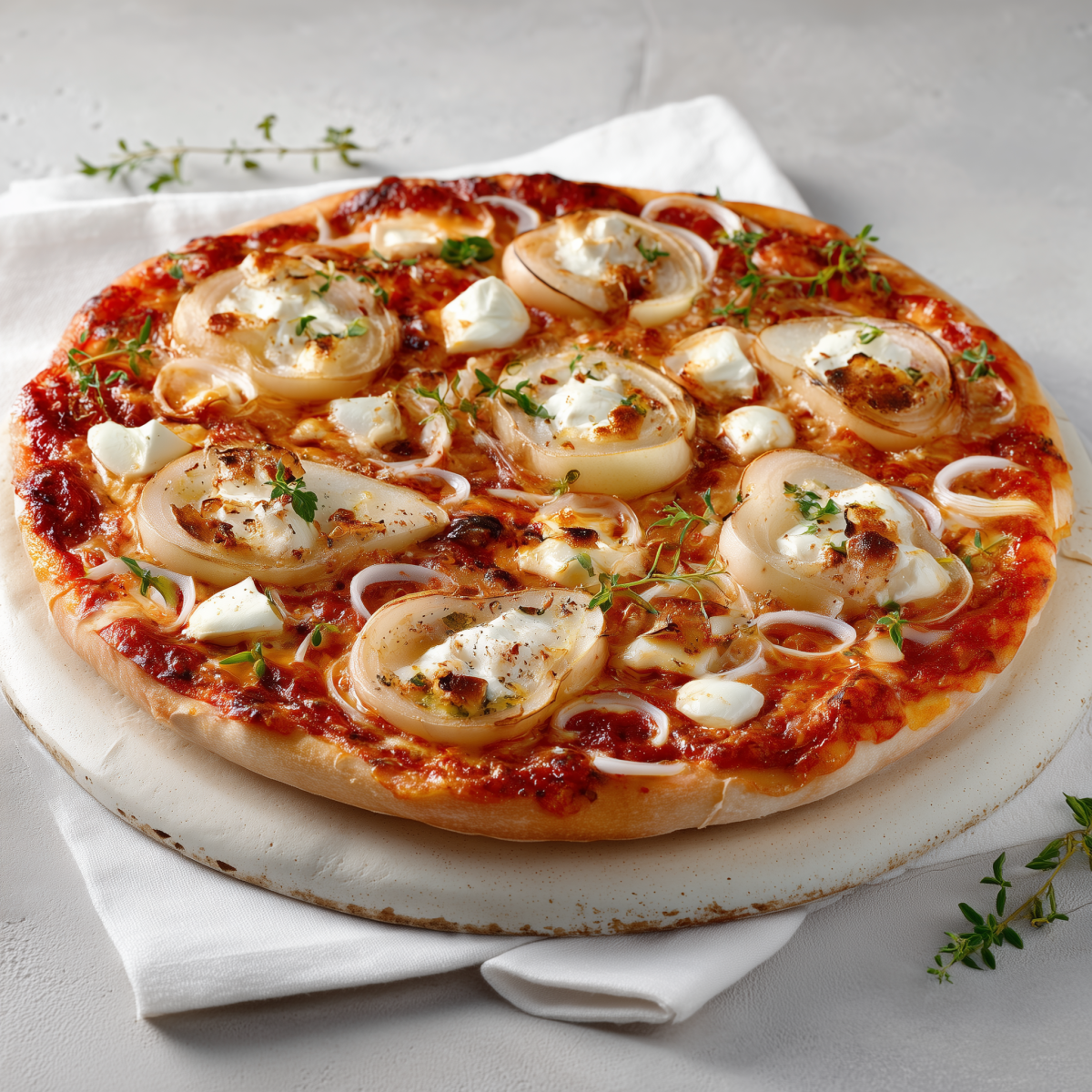 Pizza mit Camembert, Birne und Honig