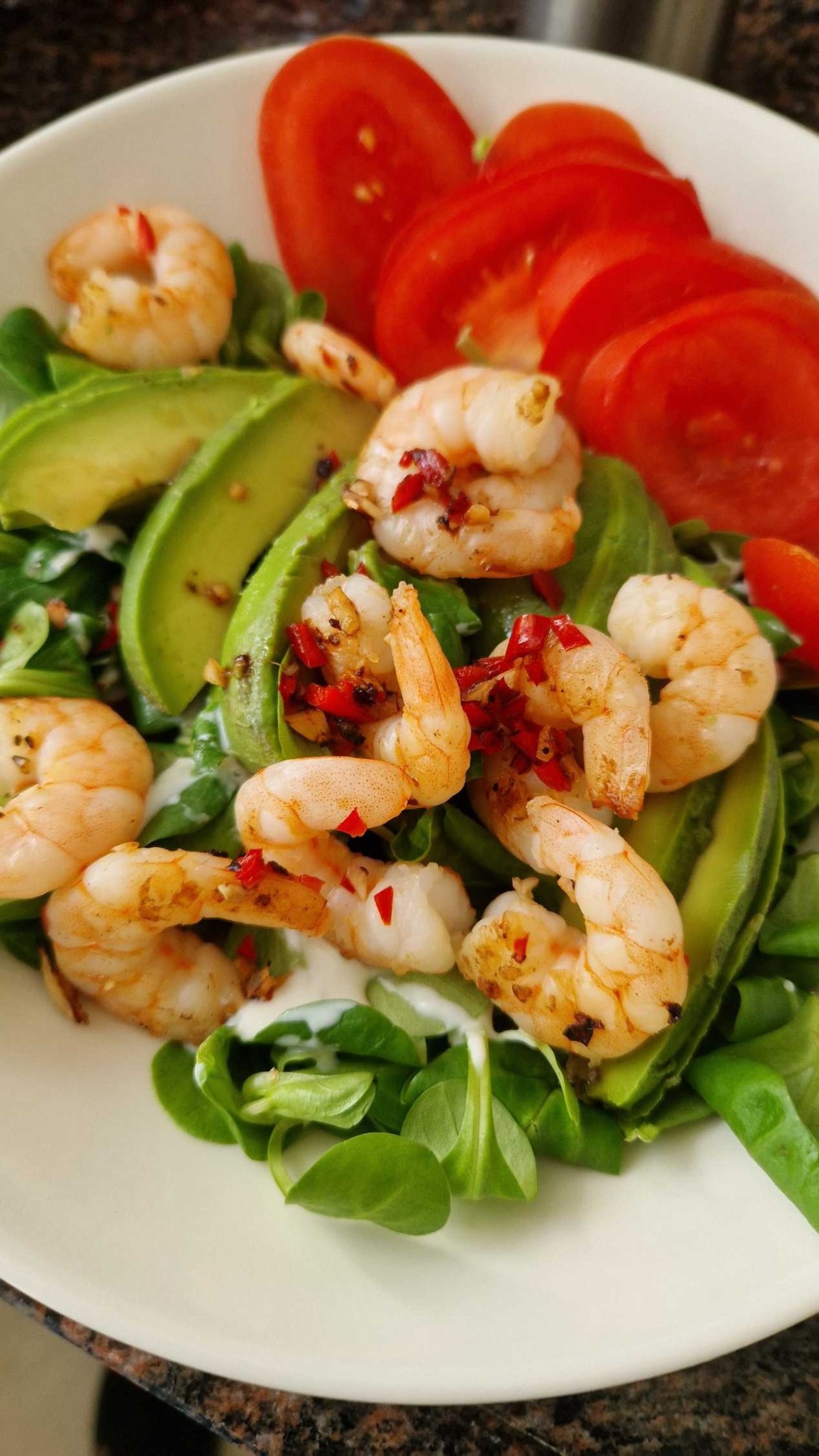 Recept voor Salade met garnalen en avocado