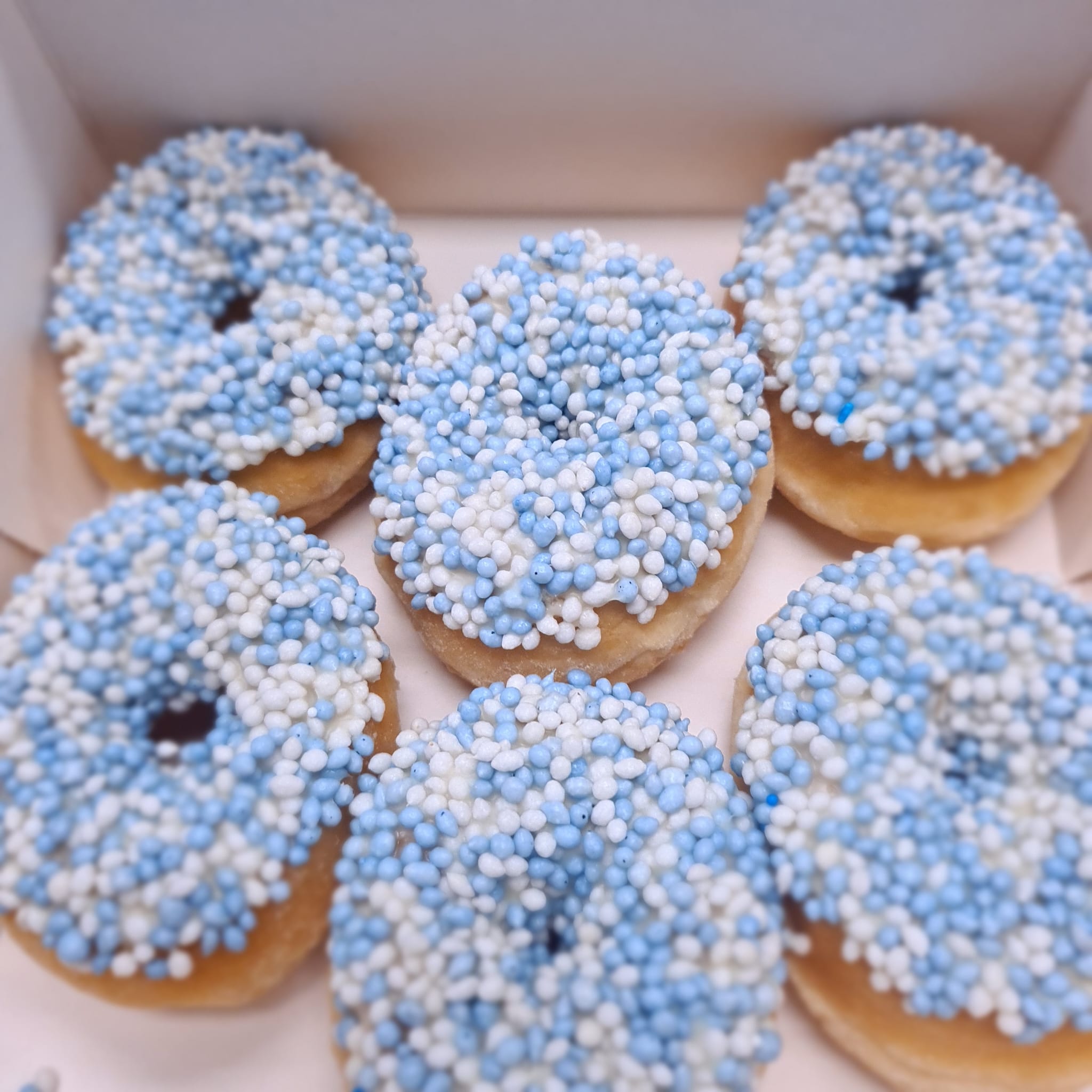 Geboortemuisjes Grote luxe blauw donuts, 6 stuks
