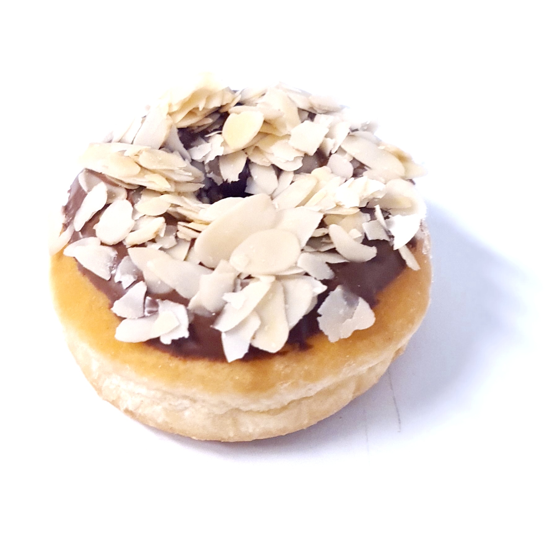 Chocoladedip en amandelschaafsel luxe donut