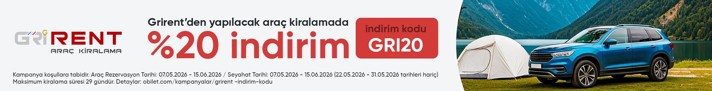 Grirent Firmasından Seçeceğiniz Araçlarda %20 İndirim Kodu