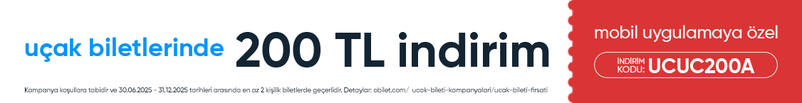 Obilet’ten Tek Yön Uçak Biletlerinde Geçerli 200 TL İndirim!