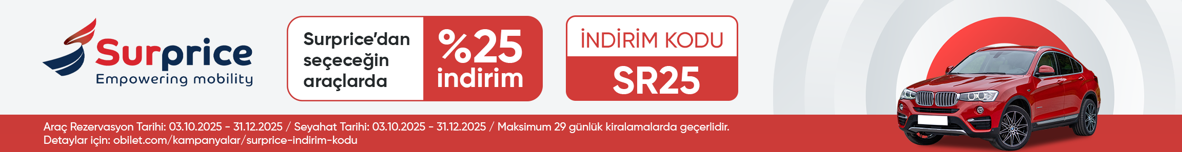Surprice Firmasından Seçeceğiniz Araçlarda %25 İndirim Kodu