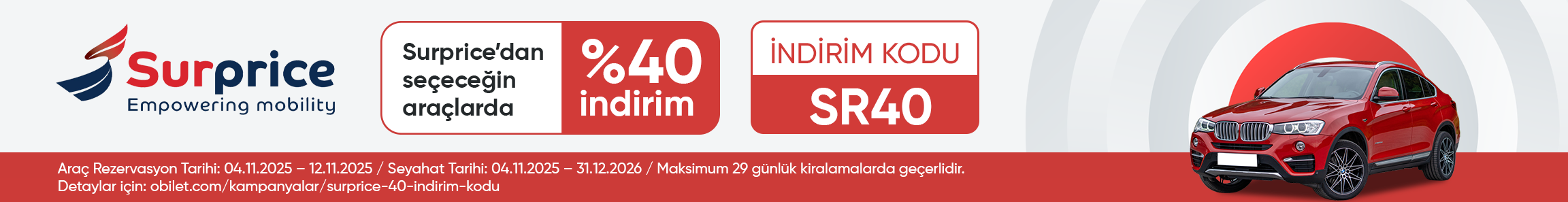 Surprice Firmasından Seçeceğiniz Araçlarda %40 İndirim Kodu