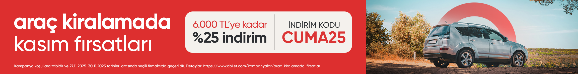 Obilet’ten Araç Kiralamada Cuma Fırsatları!