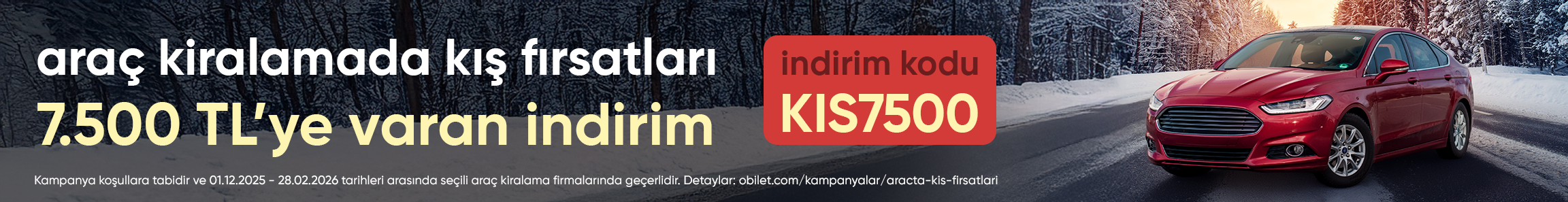 Obilet’ten Araç Kiralamada Kış Fırsatları!