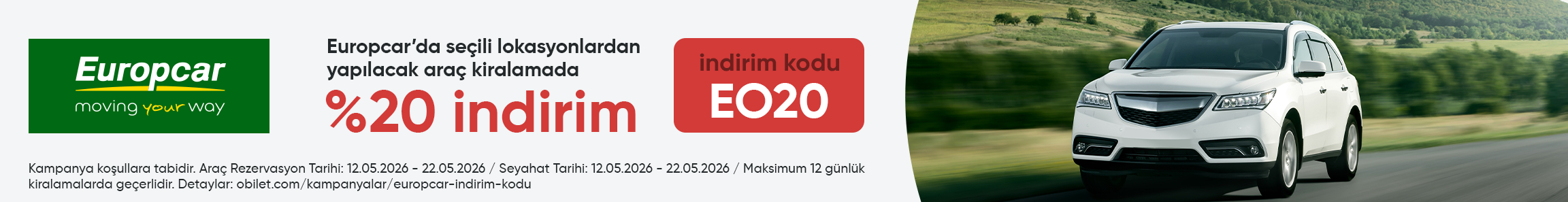 Europcar Firmasından Seçeceğiniz Araçlarda %20 İndirim Kodu