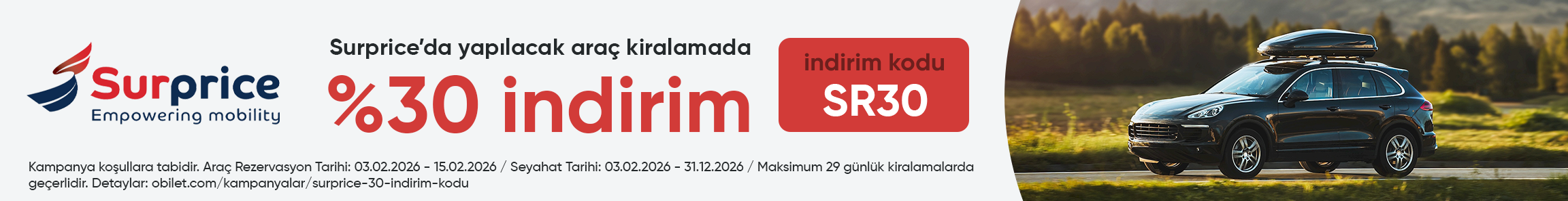 Surprice Firmasından Seçeceğiniz Araçlarda %30 İndirim Kodu