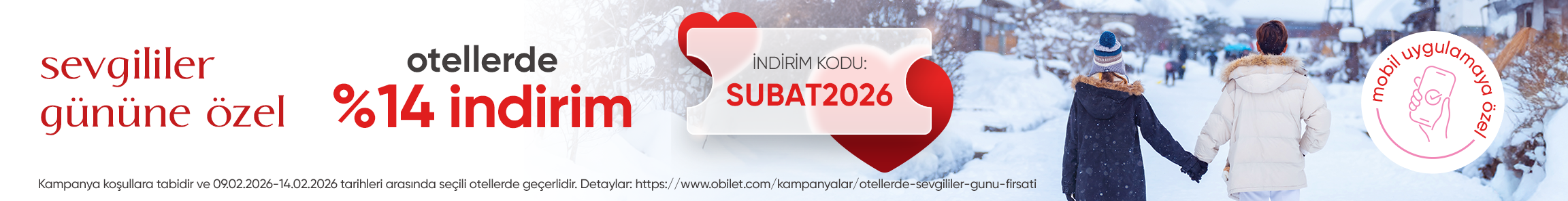 Obilet Mobilden Üyelerine Seçili Otellerde Sevgililer Günü Fırsatları!