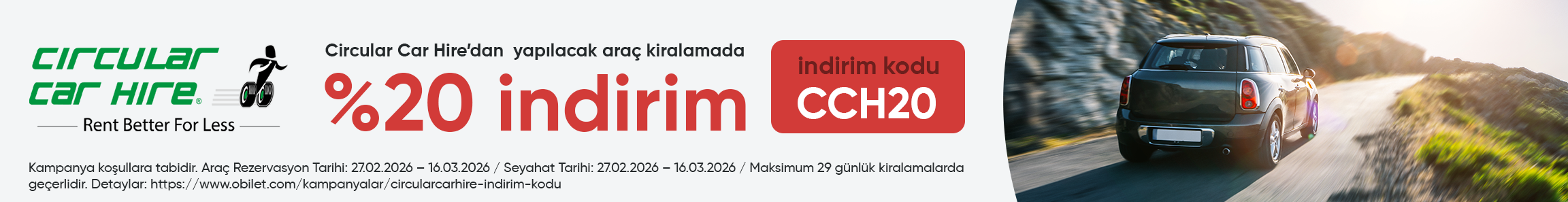 Circular Car Hire Firmasından Seçeceğiniz Araçlarda %20 İndirim Kodu
