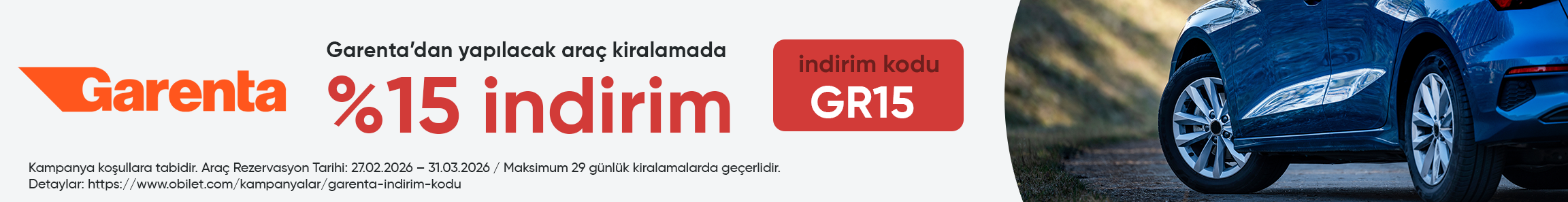 Garenta Firmasından Seçeceğiniz Araçlarda %15 İndirim Kodu