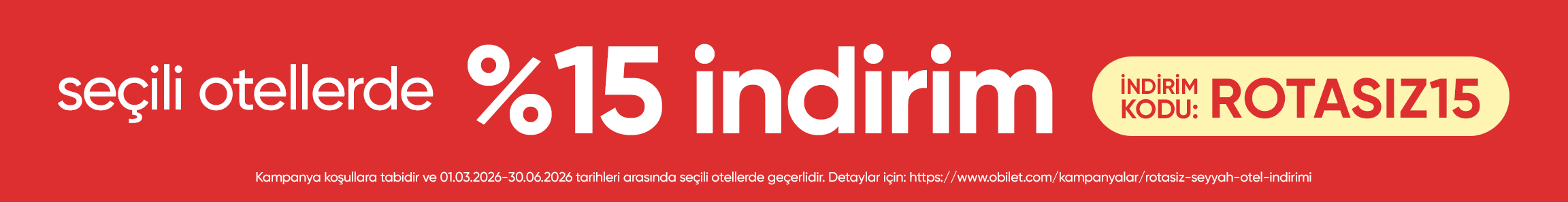 Rotasız Seyyah Takipçilerine Özel Otellerde %15 İndirim