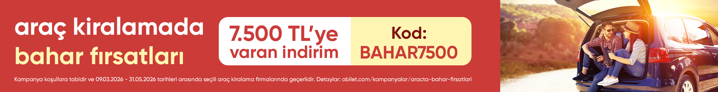 Obilet’ten Araç Kiralamada Bahar Fırsatları!