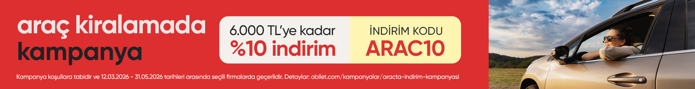 Obilet’ten Araç Kiralamada %10’a Varan İndirim Fırsatları!