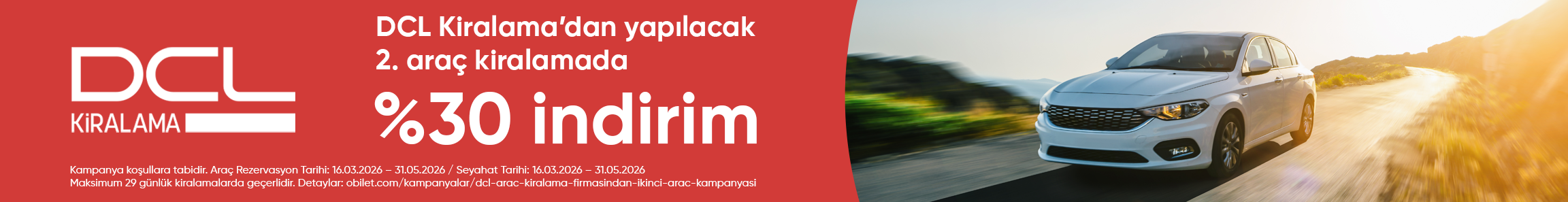 DCL Kiralama’dan Yapılacak 2. Araç Kiralamada %30 İndirim!