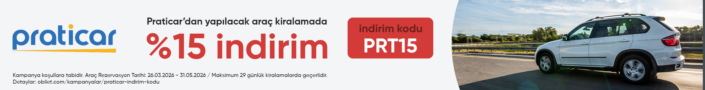 Praticar Firmasından Seçeceğiniz Araçlarda %15 İndirim Kodu