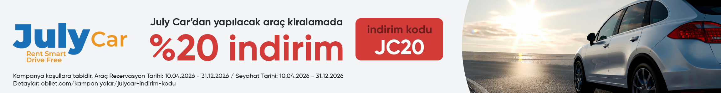 July Car Firmasından Seçeceğiniz Araçlarda %20 İndirim Kodu