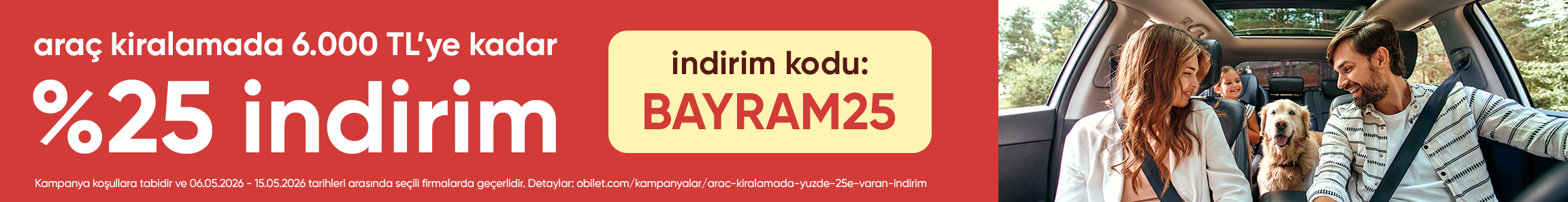 Obilet’ten Araç Kiralamada %25’e Varan İndirim Fırsatı!