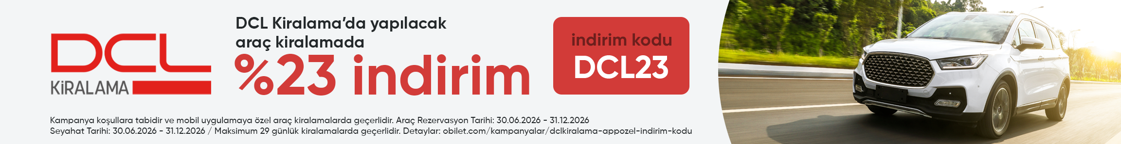 DCL Kiralama Firmasından Seçeceğiniz Araçlarda %23 İndirim Kodu