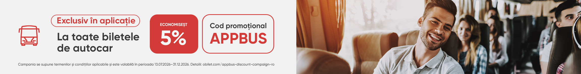 Reducere specială la achiziționarea biletelor de autobuz prin aplicația mobilă Obilet!