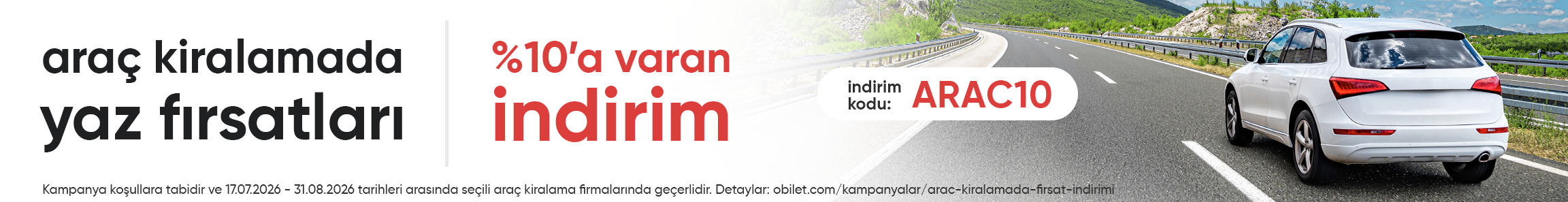 Obilet’ten Araç Kiralamada %10’a Varan İndirim Fırsatı!