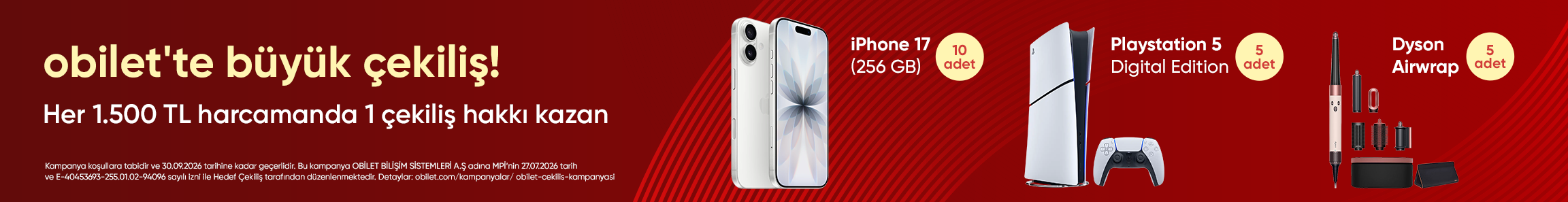 Her 1.500 TL Harcamana Çekiliş Hakkı: 20 Kişiye iPhone 17, PS5 veya Dyson Airwrap Kazanma Şansı! 