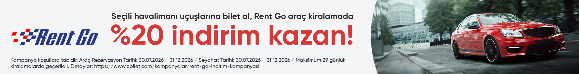 Uçak Bileti Alana Rent Go Araç Kiralamalarında %20 İndirim